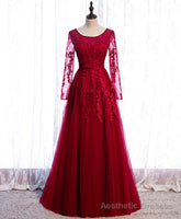 Burgundy Long Prom Dress, Burgundy Formal Bridesmaid Dress